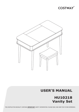 Costway HU10218US-BN Vanity Table Set w/Flip Top Mirror Lights USB Port Cushioned Stool Writing Desk Mode d'emploi