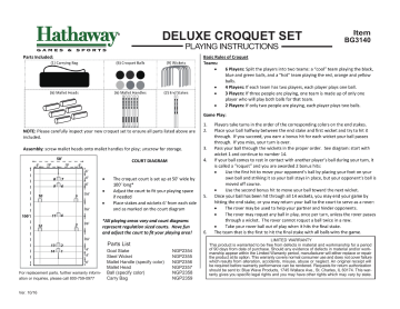 Hathaway BG3140 Deluxe 6-Player Croquet Set Manuel utilisateur | Fixfr