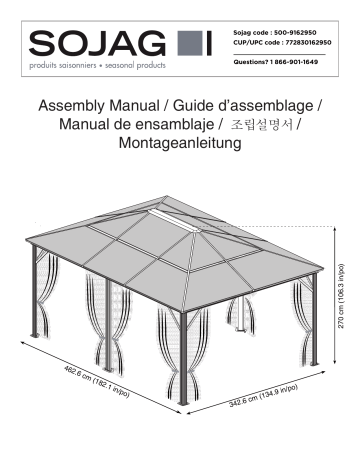 Sojag 500-9162950 12 ft. D x 16 ft. W Meridien Aluminum Gazebo Mode d'emploi | Fixfr