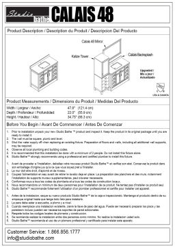 Studio Bathe CAL48WHSSC Calais 48 in. W x 22 in. D Vanity spécification