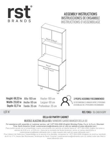 RST Brands SL-CAB-9-GRY Pinion 1-Shelf Light Gray MDF Mid-Century Modern Kitchen Pantry Cabinet Mode d'emploi | Fixfr