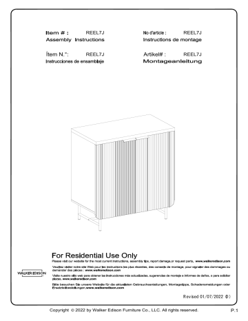 HD9399 | Welwick Designs HD9398 Coastal Oak/Black Wood and Metal Reeded Accent Cabinet Mode d'emploi | Fixfr