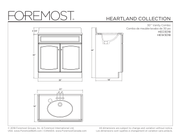 Foremost HEW3018 Heartland 30 in. W x 18 D. Bath Vanity spécification | Fixfr