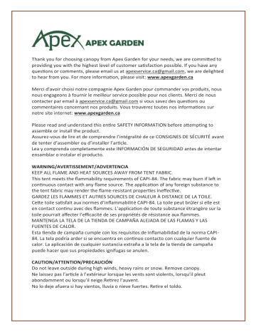 APEX GARDEN 71590117-10 Replacement Canopy Top for 8 ft. x 8 ft. Rococo Gazebo Mode d'emploi | Fixfr