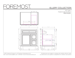 Foremost EBGV3022D Ellery 31.125 in. W x 22.125 in. D x 32 in. H Bath Vanity Cabinet without Top spécification