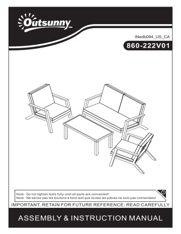 Outsunny 860-222V01 Outdoor 4-Piece Patio Sofa Set Wicker Patio Conversation Sets Mode d'emploi | Fixfr