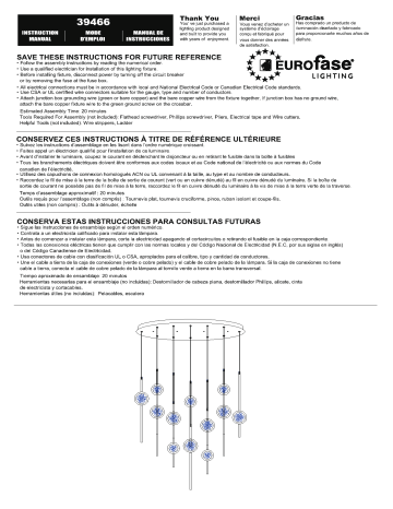 39466-013 | Eurofase 39466-020 Barletta 68-Watt Integrated LED Brass Anodized Aluminum Chandelier Mode d'emploi | Fixfr