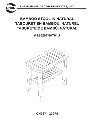 Linon Home Decor THD00502 Broadmore 18 in. Tall Bamboo Stool Mode d'emploi | Fixfr