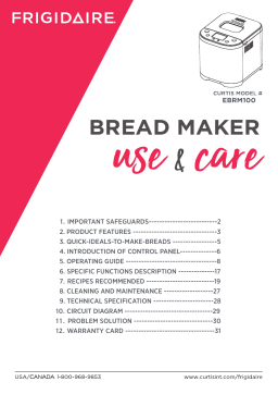 Frigidaire EBRM100 1 lb., 1.5 lb. and 2 lb. Electric Stainless Steel Bread Making Machine Mode d'emploi