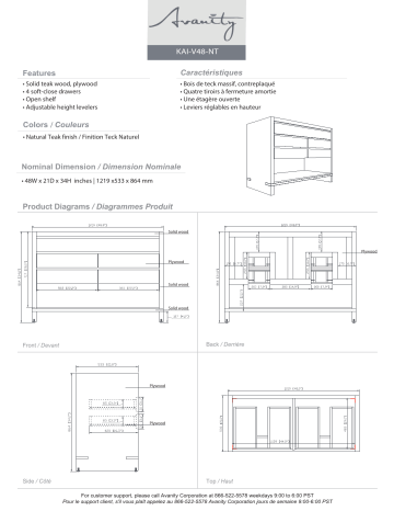 Avanity KAI-VS49-NT Kai 49 in. W x 22 in. D x 35 in. H Bath Vanity spécification | Fixfr