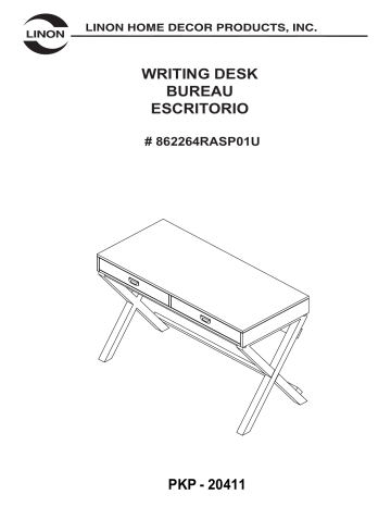 Linon Home Decor THD00683 44 in. Rectangular Raspberry Pink 2 Drawer Writing Desk Mode d'emploi | Fixfr