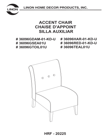 Linon Home Decor THD03225 Bruno Grey Damask Polyester Accent Chair Mode d'emploi | Fixfr