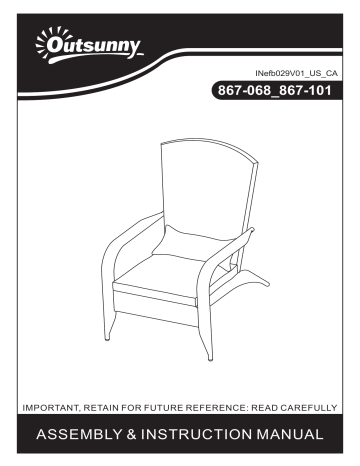 Outsunny 867-101CW Outdoor Mixed Grey Patio Classic Plastic PE Rattan Adirondack Chair, Ergonomic Armrest Chair Mode d'emploi | Fixfr