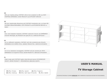 GYMAX GYM09406 55 in. W 3-Tier TV Stand for TV's up to 65'' Entertainment Media Center Mode d'emploi | Fixfr