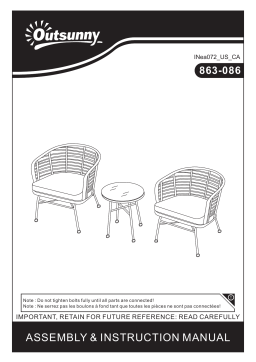 Outsunny 863-086WT 3-Piece Wicker Round Outdoor Dining Set Mode d'emploi