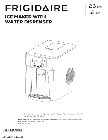 Frigidaire EFIC227-SILVER 26 lbs. Freestanding Ice Maker and Water Dispenser Guide d'installation | Fixfr