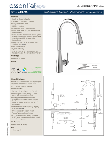Keeney RUS78CCP Belanger Single-Handle Pull-Down Sprayer Kitchen Faucet spécification | Fixfr