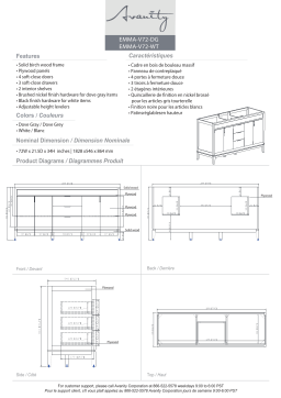 Avanity EMMA-V60-WT Emma 60 in. W x 21.5 in. D x 34 in. H Bath Vanity Cabinet Only spécification