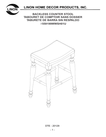 Linon Home Decor THD01940 Marino White Wash Backless Counter Stool Mode d'emploi | Fixfr