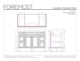 Foremost EBGV4822D Ellery 49.125 in. W x 22.125 in. D x 32 in. H Bath Vanity Cabinet without Top spécification