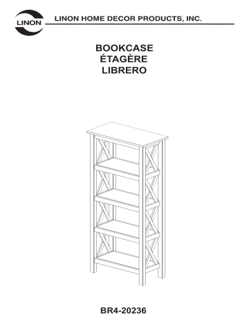 Linon Home Decor THD02951 Ramsey 54.38 in. Antique White Wood 4 -Shelf Bookcase Mode d'emploi | Fixfr