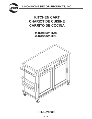 Linon Home Decor K464906WHTABU Sherman White Kitchen Cart With Storage Mode d'emploi | Fixfr