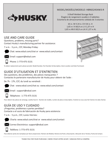 Husky HBR652454W3-R 3-Tier Heavy Duty Industrial Welded Steel Garage Storage Shelving Unit Mode d'emploi | Fixfr