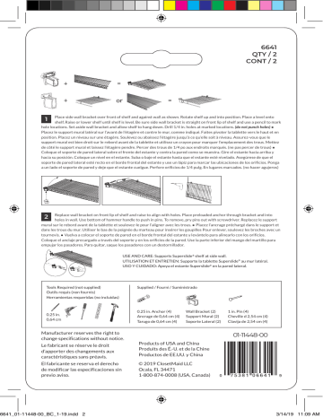 ClosetMaid 6641 2.19 in. x 2.19 in. White Low Profile Wall Brackets (2-Pack) Mode d'emploi | Fixfr