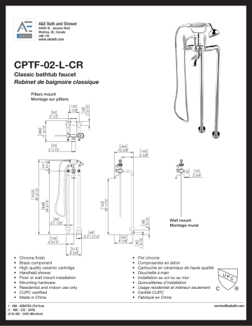 A&E 240183 Deborah 2-Handle Classical Freestanding Roman Tub Faucet spécification | Fixfr