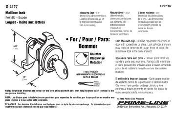 Prime-Line S 4127 5-Pin Tumbler Diecast Nickel-Plated Mailbox Lock, Bommer Mode d'emploi | Fixfr