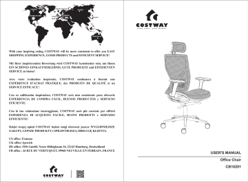 Costway CB10201 Black Plastic Ergonomic Office Chair High-Back Mesh Chair Mode d'emploi | Fixfr