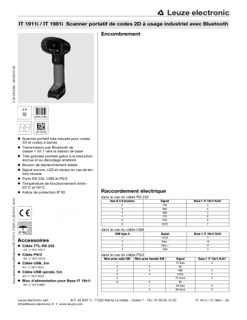 Leuze IT 1991i SR-3 Mobiler 2D-Codeleser Funk Guide de démarrage rapide | Fixfr