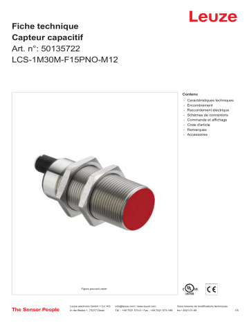 Leuze LCS-1M30M-F15PNO-M12 Sensor kapazitiv Manuel utilisateur | Fixfr