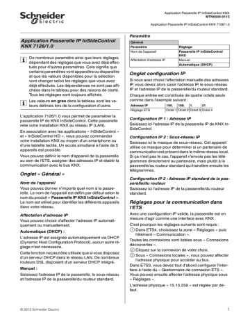 Schneider Electric KNX- Passerelle IP de contrôle interne Manuel utilisateur | Fixfr