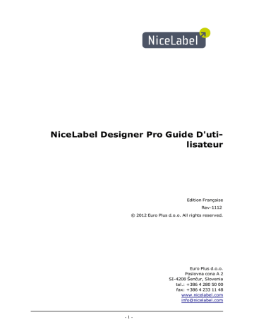 NiceLabel 6 Designer Pro Mode d'emploi | Fixfr