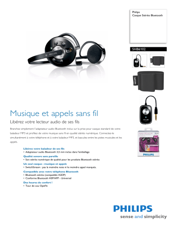 Philips SHB6102/00 Casque stéréo Bluetooth Manuel utilisateur | Fixfr