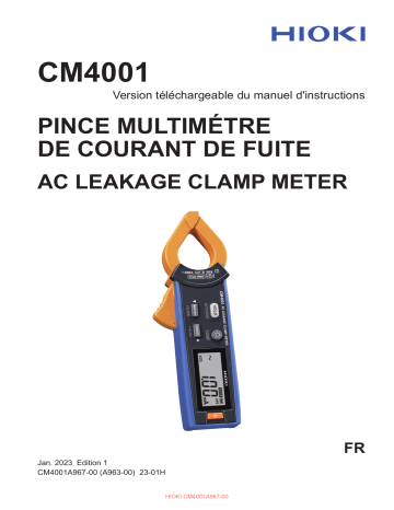 Hioki AC LEAKAGE CLAMP METER CM4001 Manuel utilisateur | Fixfr