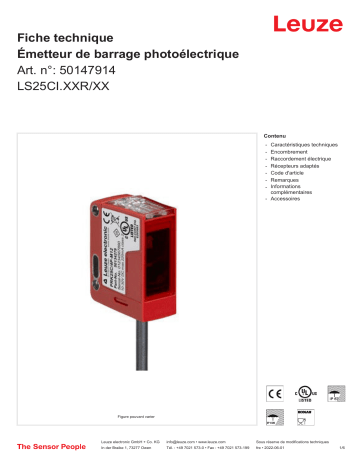 Leuze LS25CI.XXR/XX Einweg-Lichtschranke Sender Manuel utilisateur | Fixfr