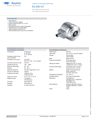 Baumer EIL580-SY Incremental encoder Fiche technique | Fixfr