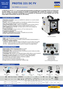 GYS PROTIG 221 DC FV Fiche technique