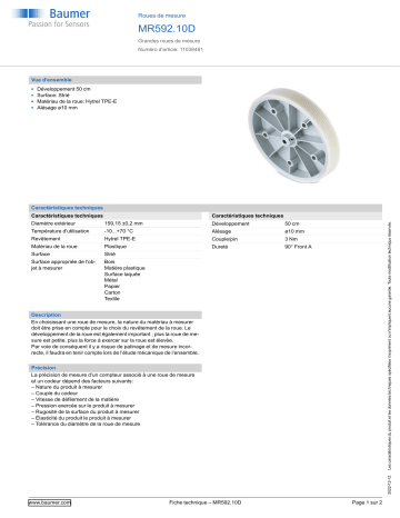 Baumer MR592.10D Measuring wheel Fiche technique | Fixfr