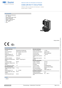 Baumer O300.GR-NV1T.72CU/T003 Diffuse sensor Fiche technique