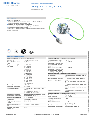 Baumer AFI5 Conductivity measurement Fiche technique | Fixfr