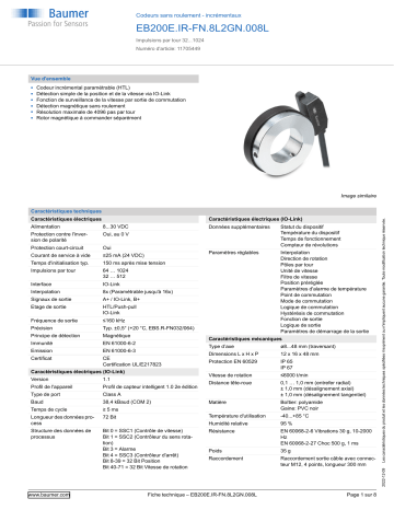 Baumer EB200E.IR-FN.8L2GN.008L Encoder Fiche technique | Fixfr