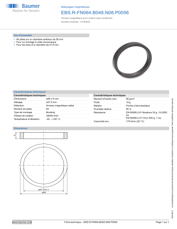 Baumer EBS.R-FN064.B048.N08.P0056 Magnetic scale Fiche technique | Fixfr