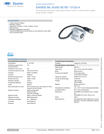 Baumer EN580E.ML-SU06.GE1B1.13120.H Absolute encoder Fiche technique | Fixfr