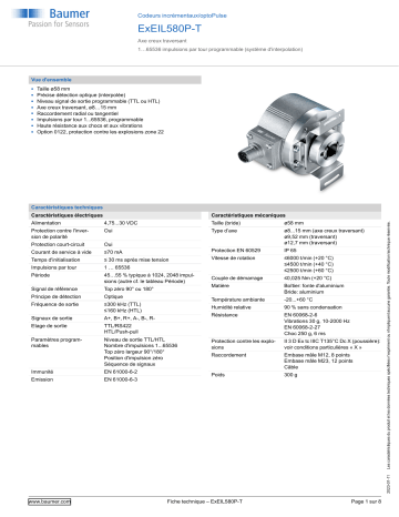 Baumer ExEIL580P-T Incremental encoder Fiche technique | Fixfr