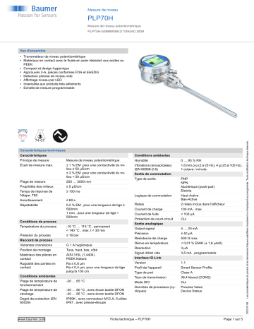 Baumer PLP70H Level measurement Fiche technique | Fixfr