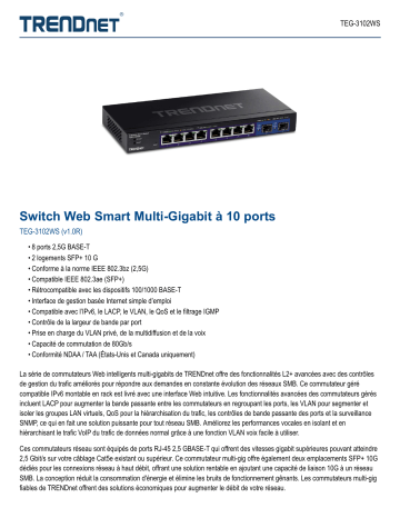 Trendnet TEG-3102WS 10-Port Multi-Gig Web Smart Switch Fiche technique | Fixfr