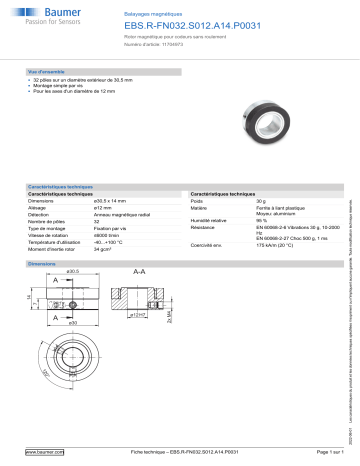 Baumer EBS.R-FN032.S012.A14.P0031 Magnetic scale Fiche technique | Fixfr